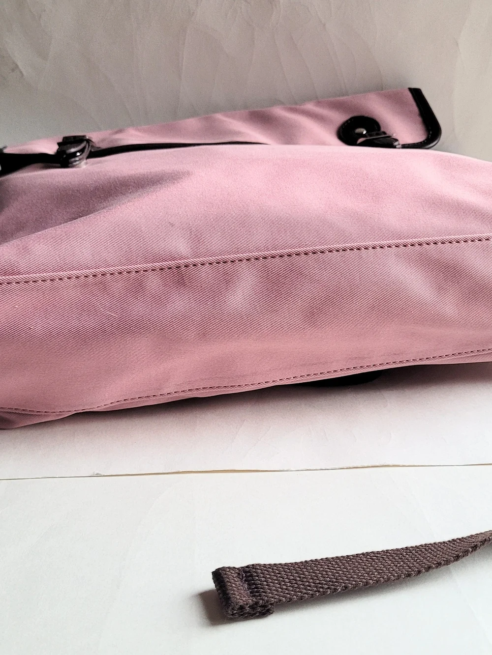Anello Pink Canvas Backpack with Dark Brown Trim